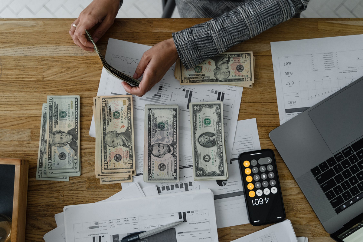 business man counting money