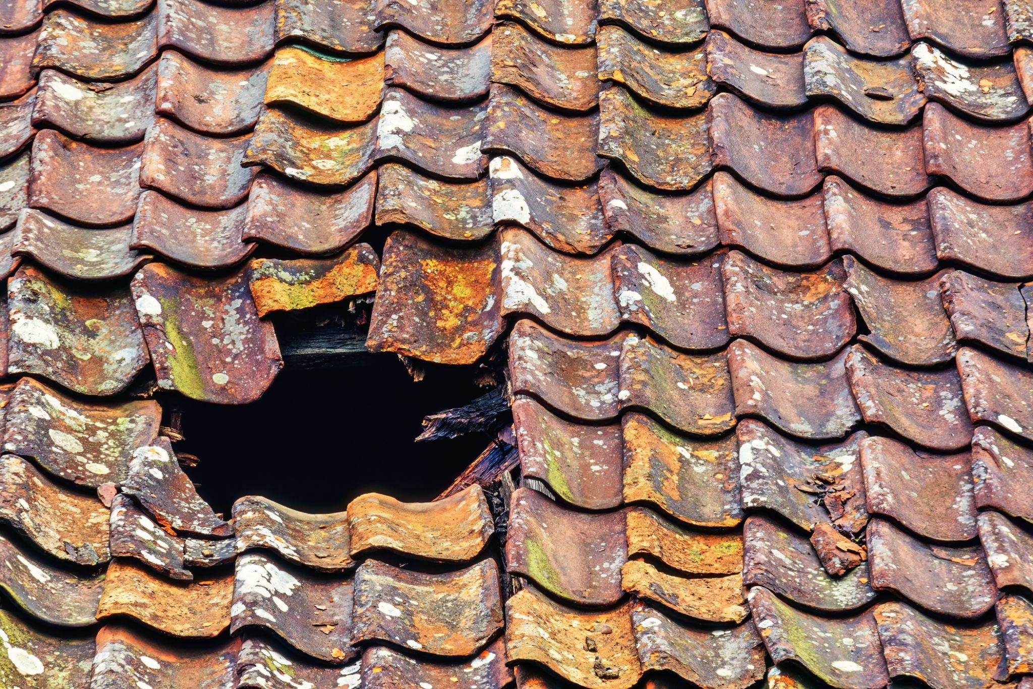 House with hole in roof for sale